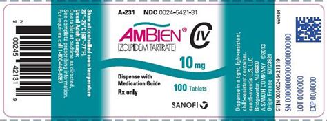 Ambien: Package Insert / Prescribing Information