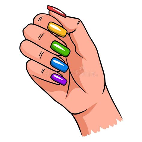 Female Hand with a Completed Manicure. Painted Nails Stock Vector - Illustration of product ...