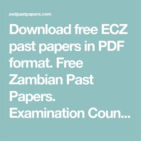 Download Free Zambian(ECZ) PDF Past Papers