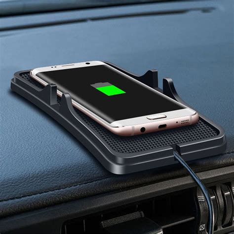 Universal Qi Wireless Car Charger For Iphone X XS MAX Quick Charge No Slip Silicone Mat ...