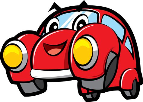 Cartoon cute red colour car with happy smiling character illustration ...