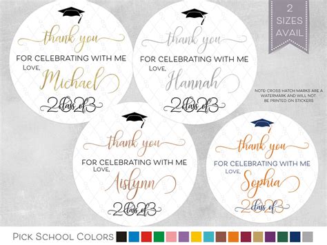 Graduation Thank You Sticker Graduation Party Favor Sticker - Etsy