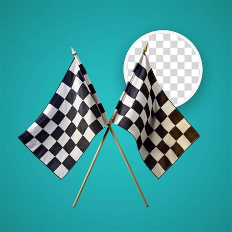 Premium PSD | Racing black and white checkered flag waving different style stand pole isolated ...