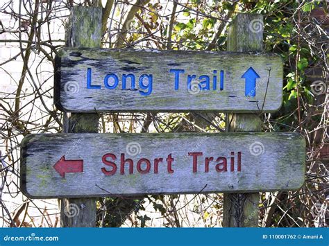 Sign for Long Hiking Trail or Short Hiking Trail Stock Photo - Image of ...