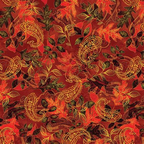 Red Autumn Leaf Paisley Fabric Harvest Gold Russet | Etsy | Paisley fabric, Fall fabric ...