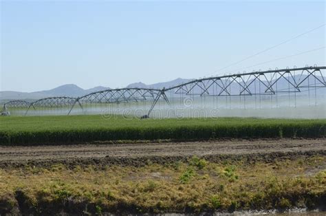 Field Irrigation system stock image. Image of cloud, blue - 71660189