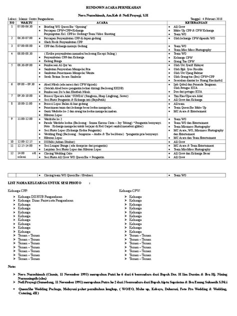 Rundown Acara Pernikahan | PDF