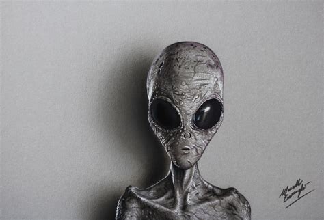 Grey Alien DRAWING by Marcello Barenghi by marcellobarenghi on DeviantArt