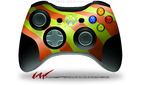 XBOX 360 Wireless Controller Skins Two Tone Waves Neon Green Orange ...