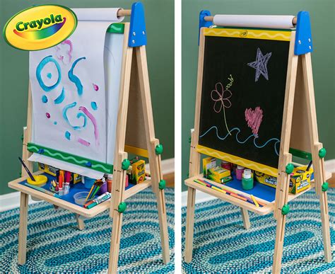 Crayola Kids Wooden Art Easel, Dual sided Blackboard & magnetic whitboard