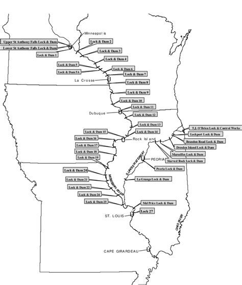 Upper Mississippi River-Illinois Waterway locks and dams | Download ...