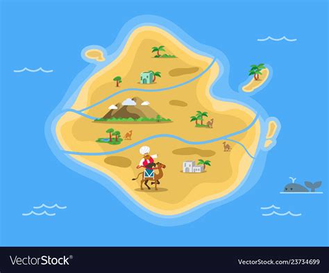 Sand desert island map Royalty Free Vector Image