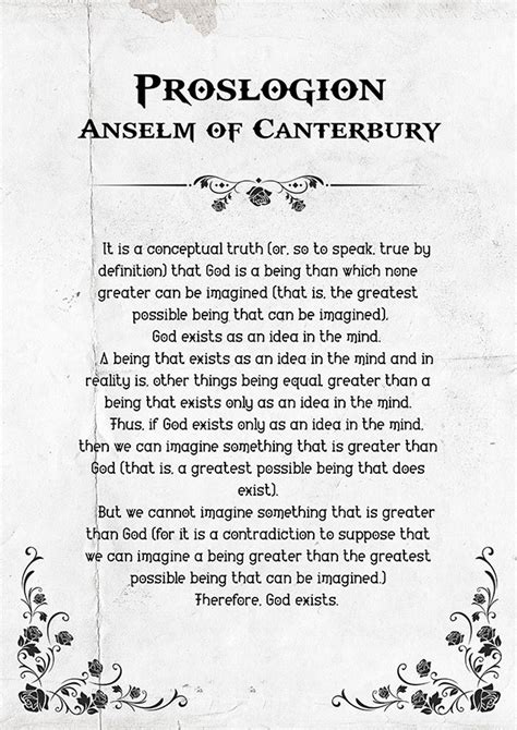 Anselm of Canterbury St. Anselm Ontological Argument Poster - Etsy