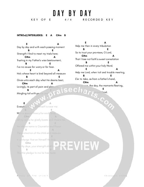 Day By Day Chords PDF (Reawaken Hymns) - PraiseCharts