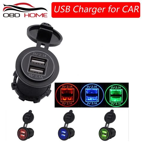 2018 New Universal Car Charger USB Vehicle DC12V 24V Waterproof Dual USB Charger 2 Port Power ...