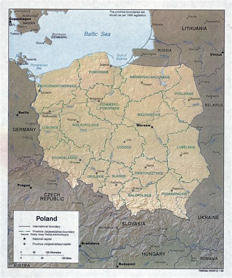 Large detailed political and administrative map of Poland with relief ...