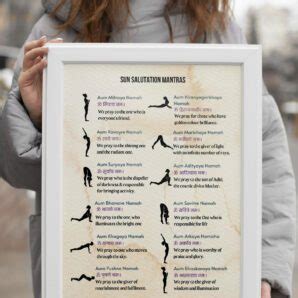 Sun Salutation Mantras In Sanskrit and English Printable Art Poster ...