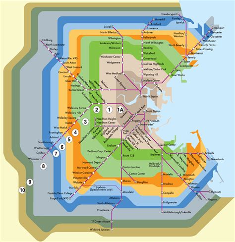 Boston commuter rail network with fare zones [885x912] : MapPorn