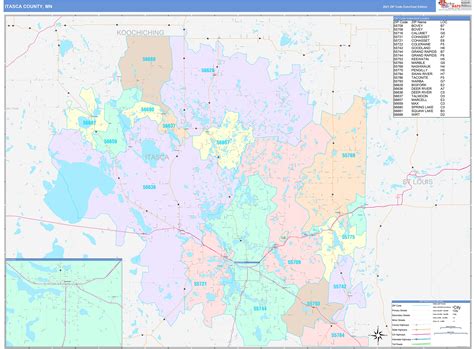 Itasca County, MN Wall Map Color Cast Style by MarketMAPS