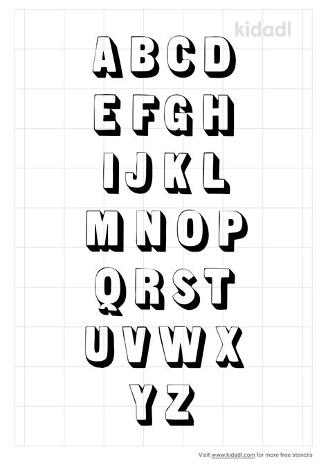 Free Block Letters With Shadow Font Stencil | Stencil Printables | Kidadl