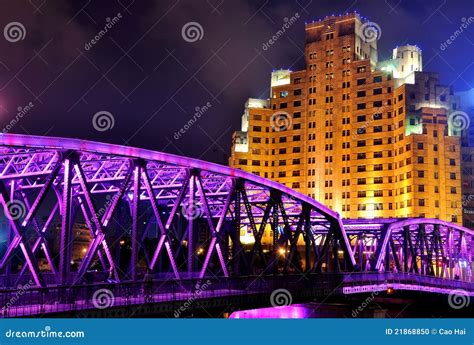 Night View of Garden Bridge of Shanghai, China Stock Photo - Image of sightseeing, scenes: 21868850