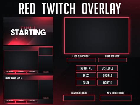 Animated Red Overlay Package Red Twitch Overlay Pack - Etsy