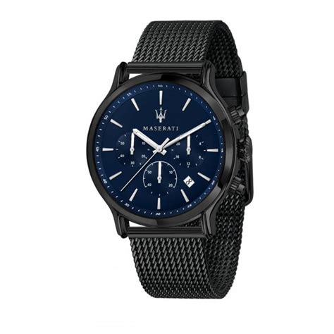 Maserati Men's Epoca 42mm Chronograph Blue Dial Mesh Gun Strap Bracelet ...