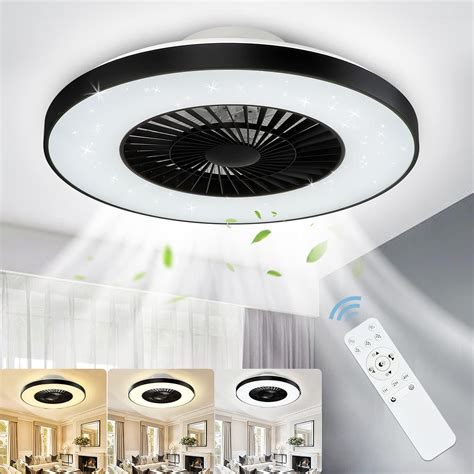 DLLT Modern Ceiling Fans with Lights, 40W LED Dimmable with Remote, 7 ...