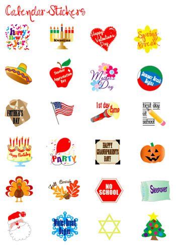 Event Stickers for Kids to Decorate their Calendars | Alpha Mom