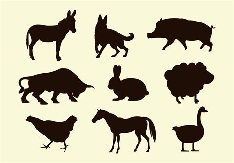 Silhouettes of Farm Animal Vectors 91652 Vector Art at Vecteezy