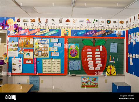 Alphabet posters displayed in kindergarten classroom. © Myrleen Pearson Stock Photo - Alamy