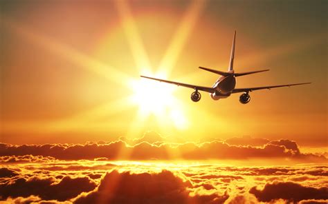 Wallpaper Airplane Passenger Airplanes Sun Flight Clouds 3840x2400