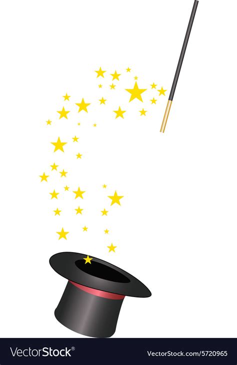 Magic hat and wand Royalty Free Vector Image - VectorStock