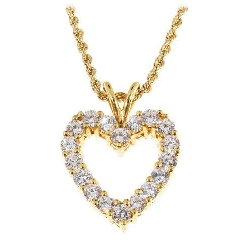 Diamond Gold Open Heart Pendant Necklace at 1stDibs | open heart jewelry