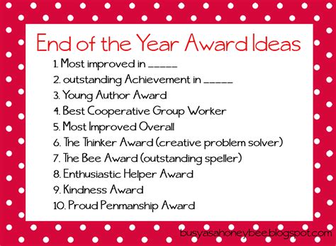 Teacher Awards: End of Year Ideas