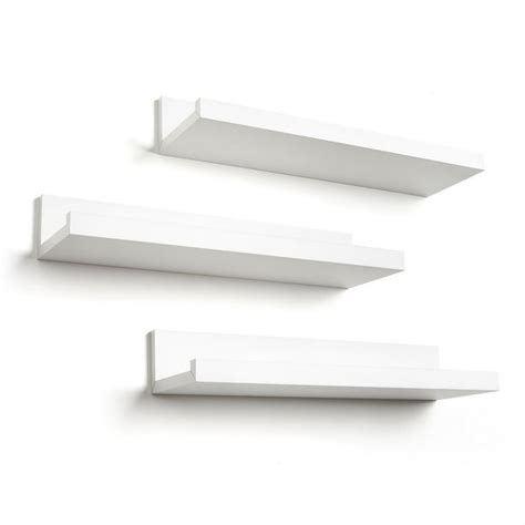 Set of Three 14-inch Floating Wall Shelves by Americanflat, White - Walmart.com - Walmart.com