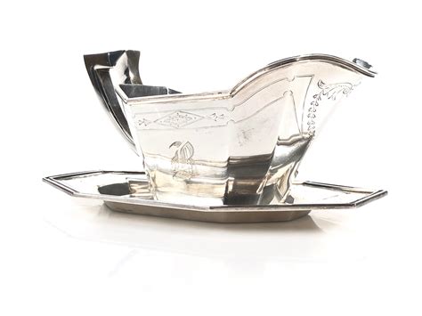 Lot - Antique Sterling Silver Art Deco Gravy Boat