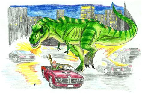 T-Rex rampage in San Diego by BuckBowie on DeviantArt