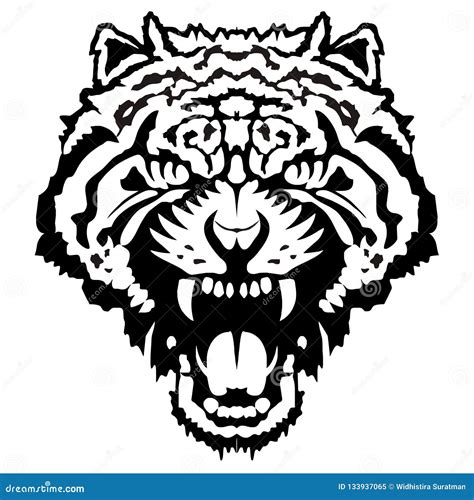 Tiger head silhouette stock vector. Illustration of illustrations - 133937065