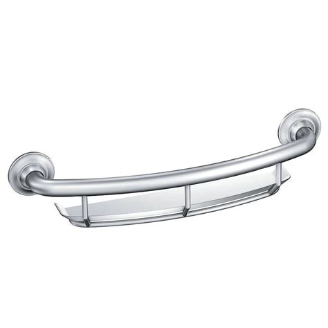 MOEN 16-inch x 1.0-inch Grab Bar with Integrated Shelf in Chrome (ADA Compliant) | The Home ...