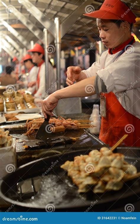 Beijing night snack market editorial photo. Image of greens - 31642231