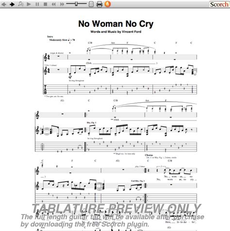 Bob Marley No Woman No Cry Guitar Tab : Free Bob Marley Guitar Tabs