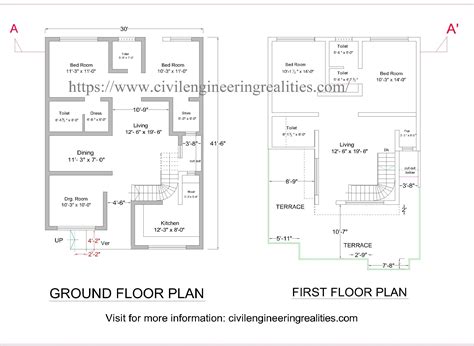 The Civil Layout Plan Ground Floor And First Floor Plan Drawing For ...