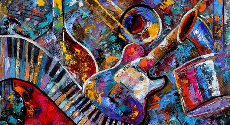 Abstract Music Painting Art Musical Instruments Paintings Colorful Jazz "Make Music" by Debra Hurd