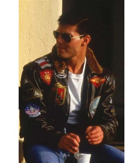 Maverick Tom Cruise Top Gun Leather Jacket with Patches - Jackets Masters