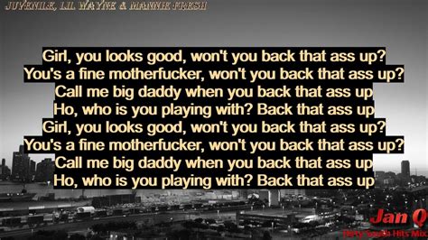 Juvenile ft. Lil Wayne & Mannie Fresh - Back That Azz Up (Lyrics) - YouTube