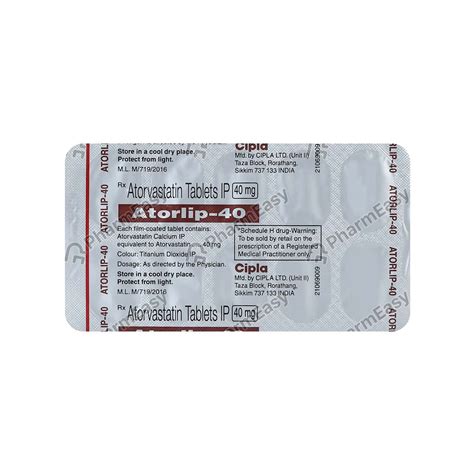 Atorlip 40 MG Tablet (10) - Uses, Side Effects, Dosage, Composition ...