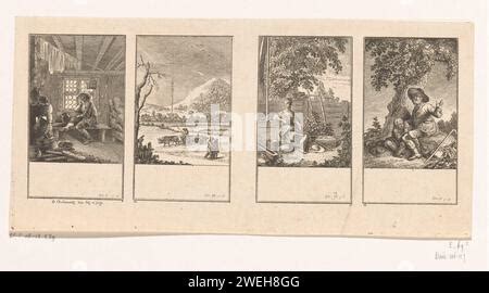 Four scènes uit de idyllen van Salomon Gessner, Daniel Nikolaus Chodowiecki, 1771 print Show the ...