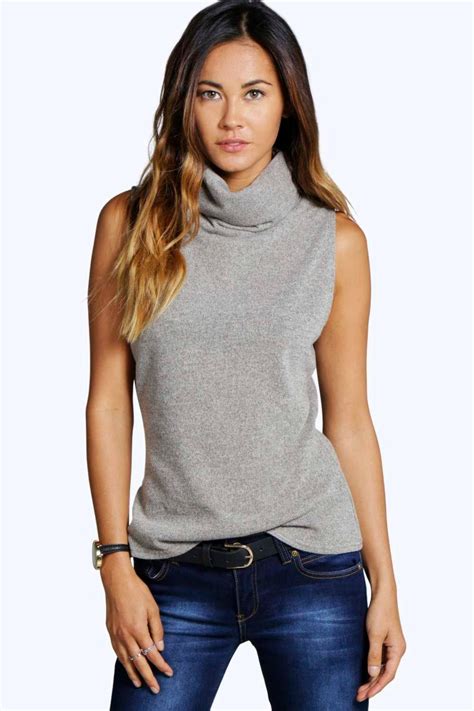 Boohoo Womens Caitlin Turtle Neck Sleeveless Jumper | eBay