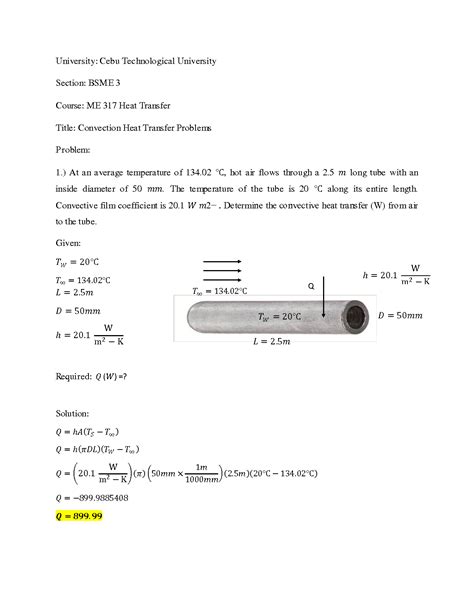 SOLUTION: Convection heat transfer problems - Studypool